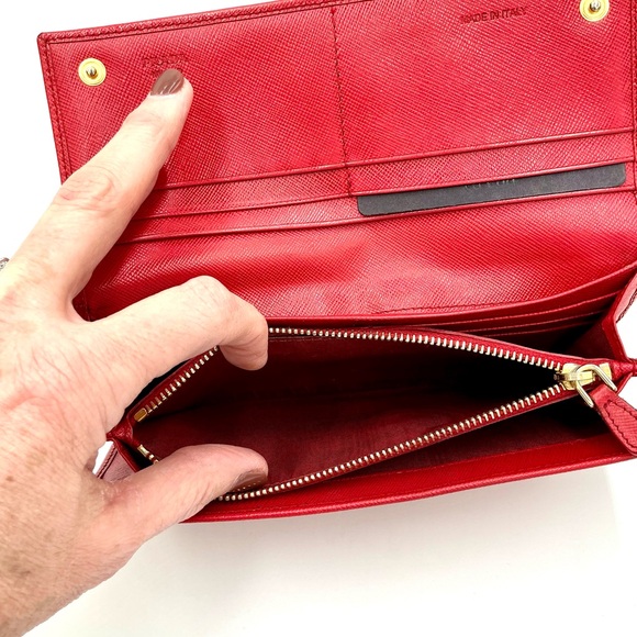 Prada Red Saffiano Leather Continental Wallet #1020 - Picture 4 of 4